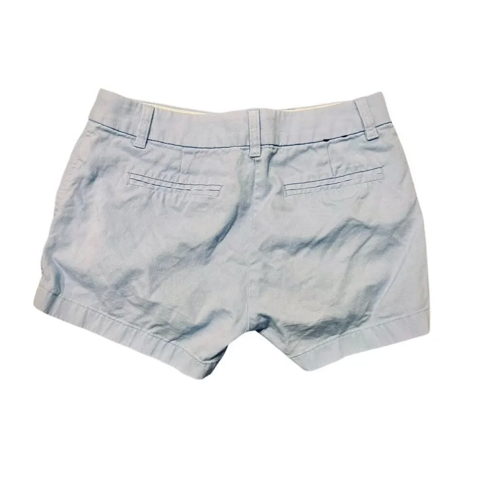 J.Crew Light Blue Chino Shorts Size 0 3” Inseam Cotton Preppy Summer